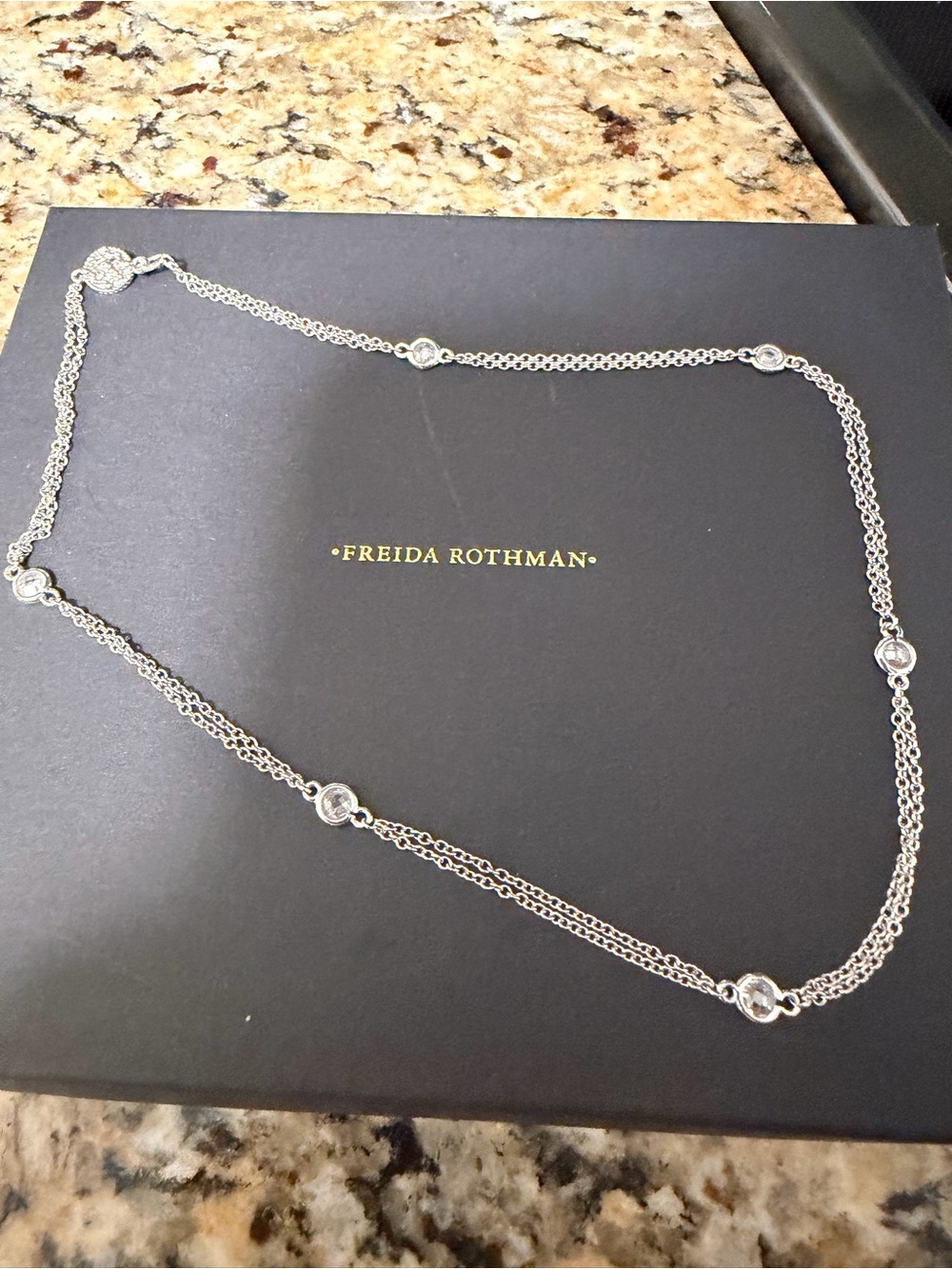 Freida Rothman 925 double strand dby chain with hand set czs.